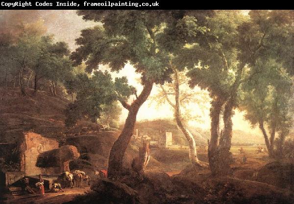 RICCI, Marco Landscape with Watering Horses